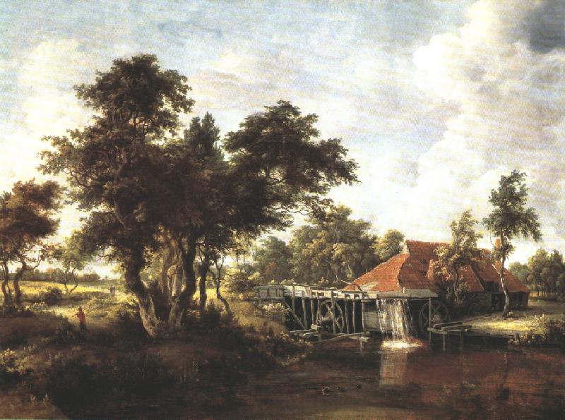 Wooded Landscape with Water Mill, Meindert Hobbema